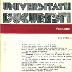 1995- Analele Universităţii din Bucureşti- Seria Filosofie